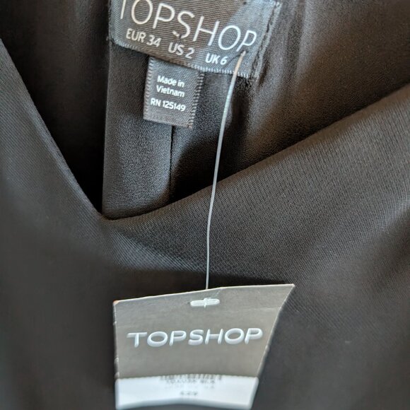 Topshop Black Criss-Cross Back Mini Slip Dress Size 2 Strappy NWT Cocktail - Picture 3 of 11